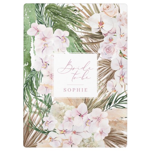 Pampasgras, orchidee, tropisch gebladerte bruid te klembord (Achterkant)