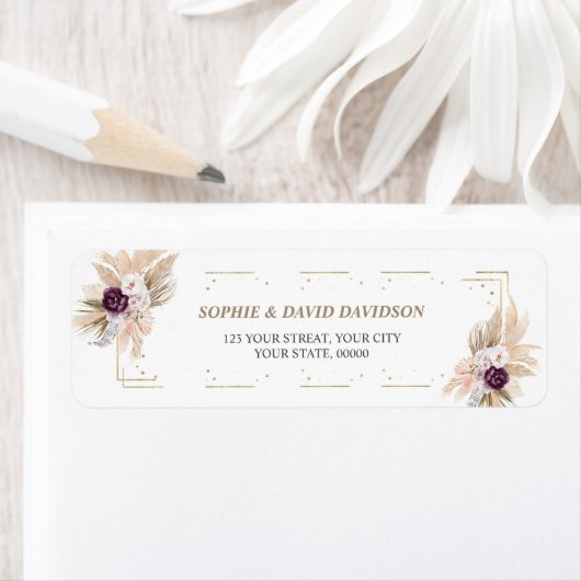 Pampasgras Paarse Bloem Retouradreslabel Etiket (Insitu)