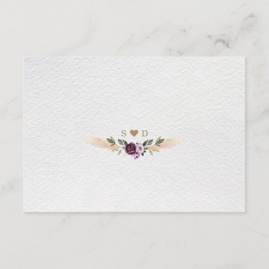 Pampasgras Paarse Bloemen Huwelijksgeschenk Wens  Informatiekaartje (Achterkant)