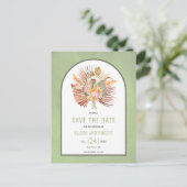 Pampasgras, palmbladeren groen sparen de datum briefkaart (Staand voorkant)