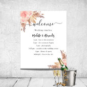 Pampasgras roos bloem bruiloftsprogramma tijdlijn poster