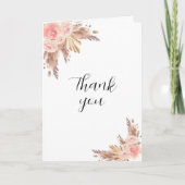 Pampasgras roos bloemblaadjes foto verjaardag bedankkaart (Voorkant)