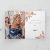 Pampasgras roos bloemblaadjes foto verjaardag bedankkaart (Binnen)