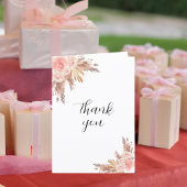 Pampasgras roos bloemblaadjes foto verjaardag bedankkaart