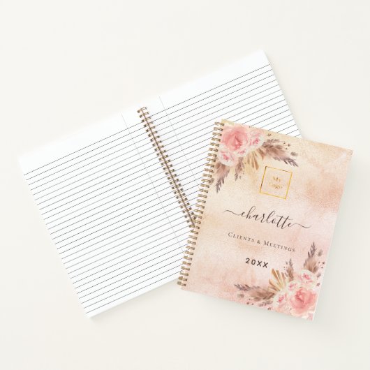 Pampasgras roos goudbloemenbedrijf logo QR Notitieboek (Binnen)