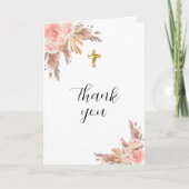 Pampasgras roos gouden bloemstukken foto bevestigi bedankkaart (Voorkant)