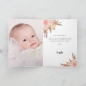 Pampasgras roos gouden bloemstukken foto doopsel bedankkaart (Binnen)