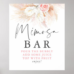 Pampasgras Roze Bloem Mimosa Bar Bord Poster