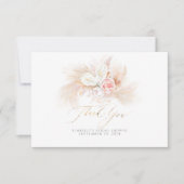 Pampasgras Roze Bloemen Kleine Dankjewel Bedankkaart (Voorkant)