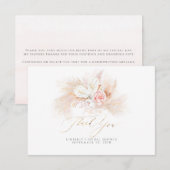 Pampasgras Roze Bloemen Kleine Dankjewel Bedankkaart (Voorkant / Achterkant)