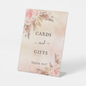 Pampasgras roze bloemkaarten cadeaus reclamebord met voetstuk (Voorkant)