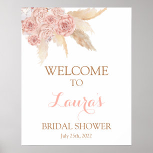 Pampasgras Roze Boho Chic Bruids Welkom bord Poster