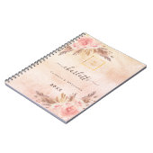 Pampasgras roze goud bloemend bedrijfslogo notitieboek (Linkerzijde)