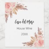 pampasgras roze goud huis wijn etiket (Enkel label)