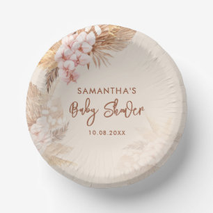 Pampasgras Script Roze Bloemen Baby Shower Papieren Kommen