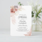 Pampasgras Script Terracotta Bruiloft Feest Kaart (Staand voorkant)