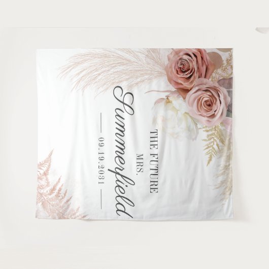 Pampasgras Tan Bruiloftsfeest Achtergrond Wandkleed (Voorkant (horizontaal))