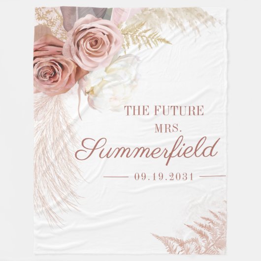 Pampasgras Tan Bruiloftsfeest Fleece Deken (Voorkant)