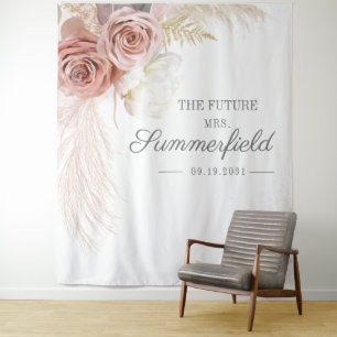 Pampasgras Taupe Bruiloftsshower Fotohokje Wandkleed