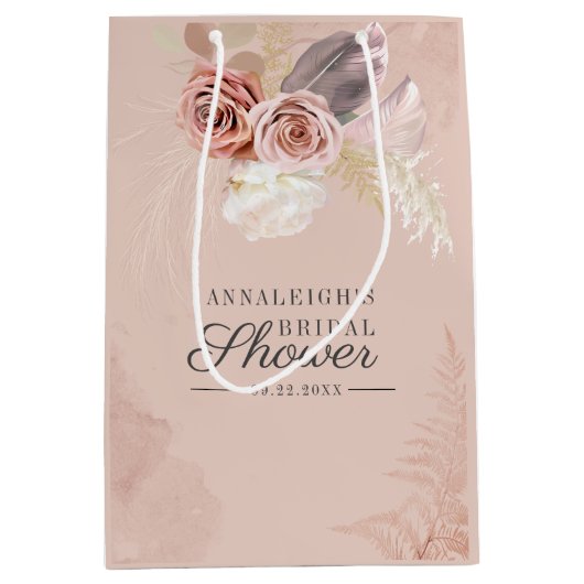 Pampasgras Terracotta Bloemachtige Bruiloftsdouche Medium Cadeauzakje (Voorkant)