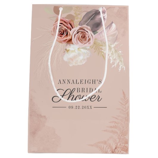 Pampasgras Terracotta Bloemen Bruiloft Medium Cadeauzakje (Achterkant)