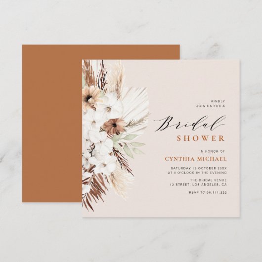 pampasgras terracotta boho vrijgezellenfeest kaart (Voorkant / Achterkant)