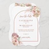 Pampasgras Terracotta Boog Bloemachtige Trouw Save Save The Date (Voorkant / Achterkant)