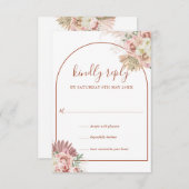 Pampasgras Terracotta Boog Bloemend Monogram RSVP Kaartje (Voorkant / Achterkant)