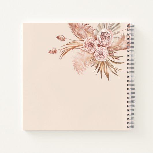 Pampasgras Terracotta Bruiloft Gast Notitieboek (Achterkant)