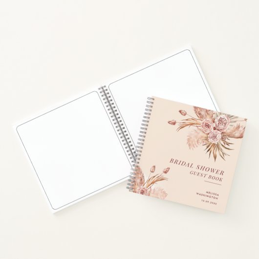 Pampasgras Terracotta Bruiloft Gast Notitieboek (Binnen)