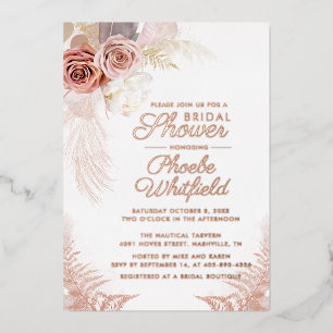 Pampasgras Terracotta Bruiloftsshower Rose Goud Folie Uitnodiging