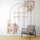 Pampasgras Terracotta Huwelijksfotobackdrop Wandkleed (In situ)