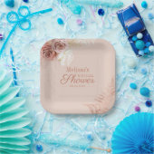 Pampasgras Terracotta Script Blush Bruiloftsborrel Papieren Bordje (Feest)