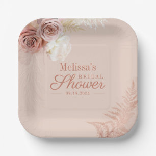 Pampasgras Terracotta Script Blush Bruiloftsborrel Papieren Bordje