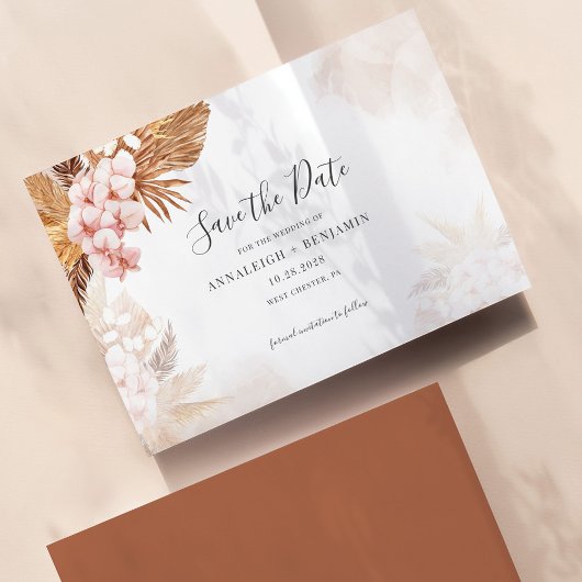 Pampasgras Terracotta Script Botanisch Save The Date
