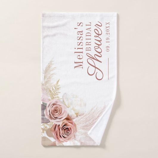 Pampasgras Terracotta Script Bruiloftsborrel Handdoek (Handdoek)