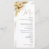 Pampasgras tropische waterverf boho bruiloft menu (Voorkant)
