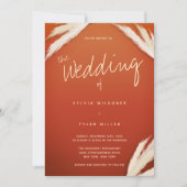 Pampasgras Verbrande Oranje Bruiloft Kaart (Voorkant)