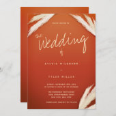 Pampasgras Verbrande Oranje Bruiloft Kaart (Voorkant / Achterkant)