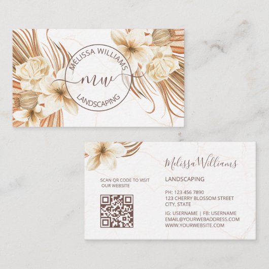Pampasgras Watercolor Boho Logo Visitekaartje (Voorkant / Achterkant)