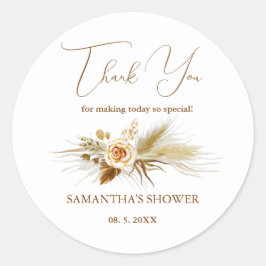 Pampasgras waterverf boho elegant Dank je Ronde Sticker