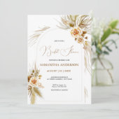 Pampasgras waterverf boho elegant Vrijgezellenfees Kaart (Staand voorkant)