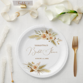 Pampasgras waterverf boho elegant Vrijgezellenfees Papieren Bordje