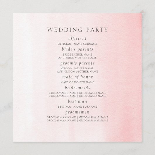 Pampasgras Witte Orchideeën Tropisch Huwelijk Programmakaart (Achterkant)