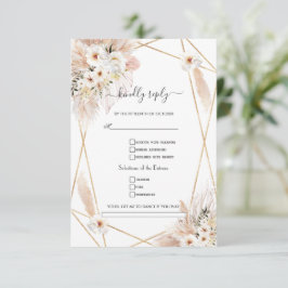 Pampasgras Witte Rozen Liedverzoek Trouwen  RSVP Kaartje
