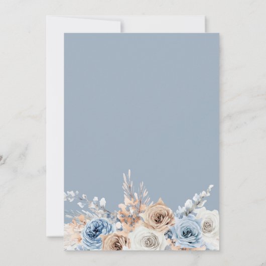 pampass boho dusty blue geometrisch bruiloft kaart (Achterkant)