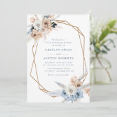 Pampass Boho Dusty Blue trouwrepetitie Kaart (Staand voorkant)