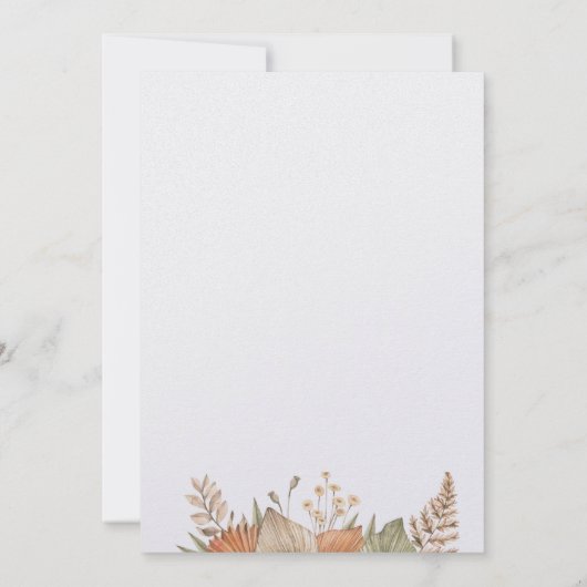 Pampass gras boho thema bruiloft kaart (Achterkant)