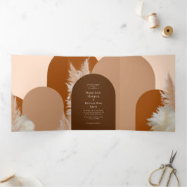 Pampass gras en Arches Wedding Design Dark Drieluik Wenskaart