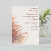 Pampass gras Terracotta Pink Wedding Invitation Folie Feestdagenkaart (Staand Voorkant)